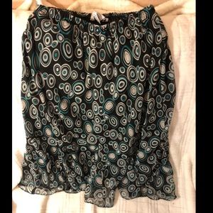 Blue Black White Circle Pattern Skirt